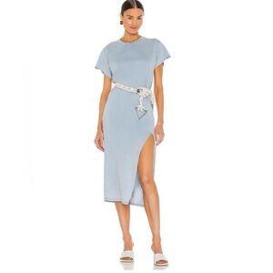 IRO Cotton Litonya Light Blue Cotton MIDI Dress Size Medium